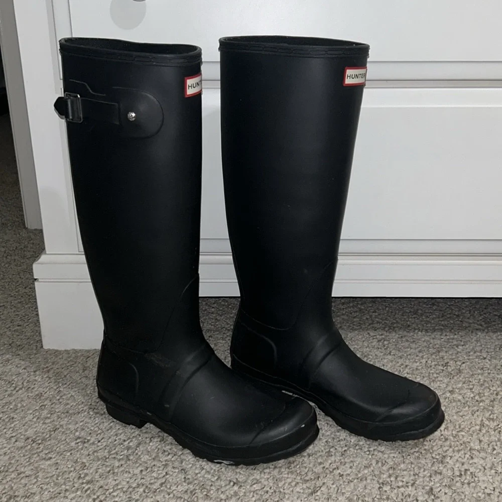 Hunter Original Wellington Tall Rain Boots Matte Black - Picture 3 of 6